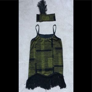 Design Works Small Adult Flapper Roaring 20s Dress & Headband w/ Feather